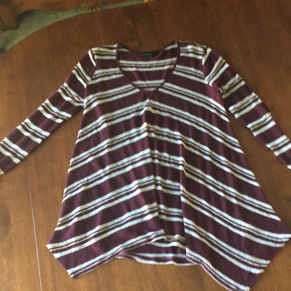 Burgundy and cream striped sweater